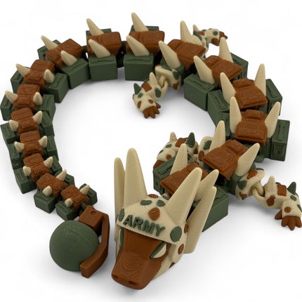 3D Printed US Army Dragon Figurine with Grenade Tail Military Collectible Model Gift