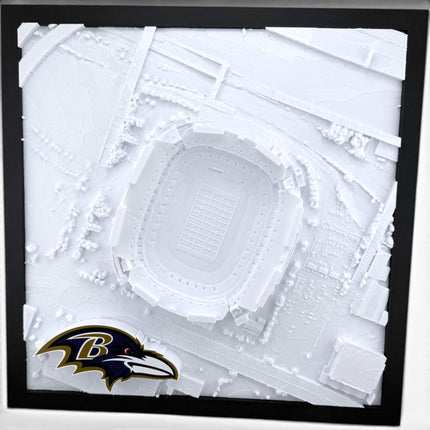 Tidal 3D Printed Baltimore Ravens M&T Bank Stadium 3D topographical wall art in a black frame
