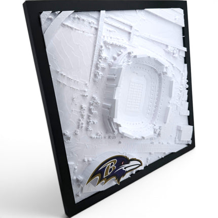Tidal 3D Printed Baltimore Ravens M&T Bank Stadium 3D topographical wall art in a natural wood frame