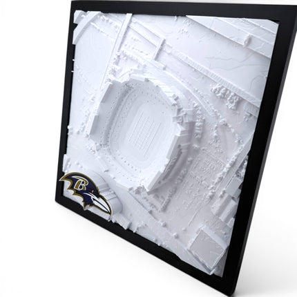 Tidal 3D Printed Baltimore Ravens M&T Bank Stadium 3D topographical map wall art close-up detail