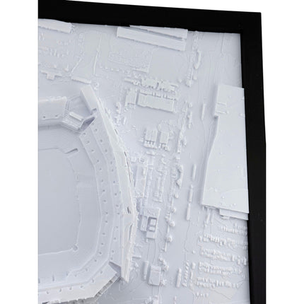 Tidal 3D Printed white topographical map of Lincoln Financial Field in a black frame for Philadelphia Eagles fans.