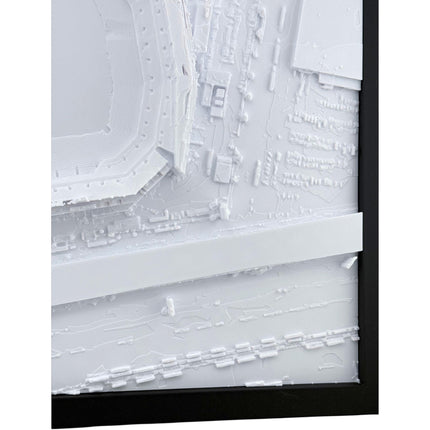 Tidal 3D Printed white topographical 3D map of Lincoln Financial Field in a black frame for Philadelphia Eagles fans.