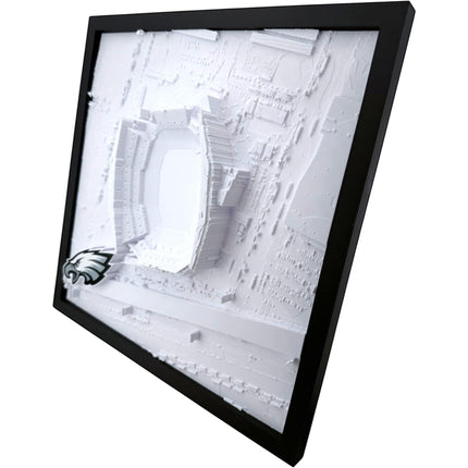 Tidal 3D Printed white topographical map of Lincoln Financial Field with Philadelphia Eagles logo in black frame