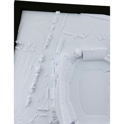 Tidal 3D Printed white topographical 3D map of Lincoln Financial Field in a black frame for Philadelphia Eagles fans.